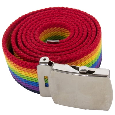 Unisex Gay Pride Rainbow Stripe Canvas Belt Adjustable One Size Brand New